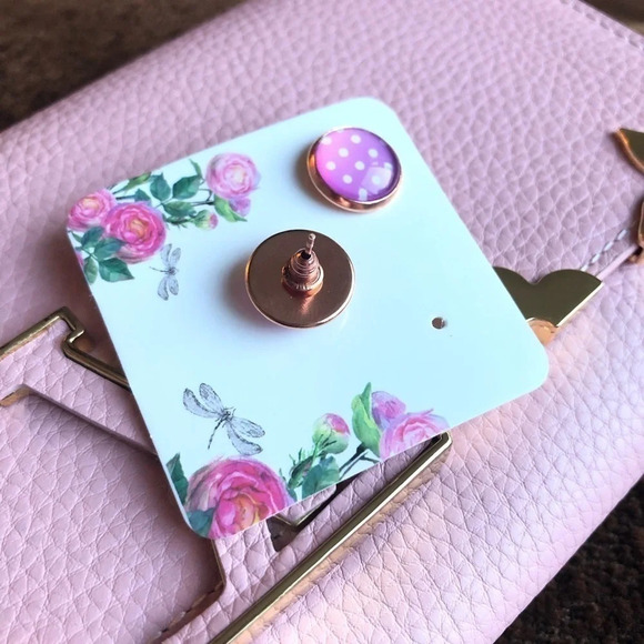 Handmade Dotted Stud Earrings - Picture 3 of 3